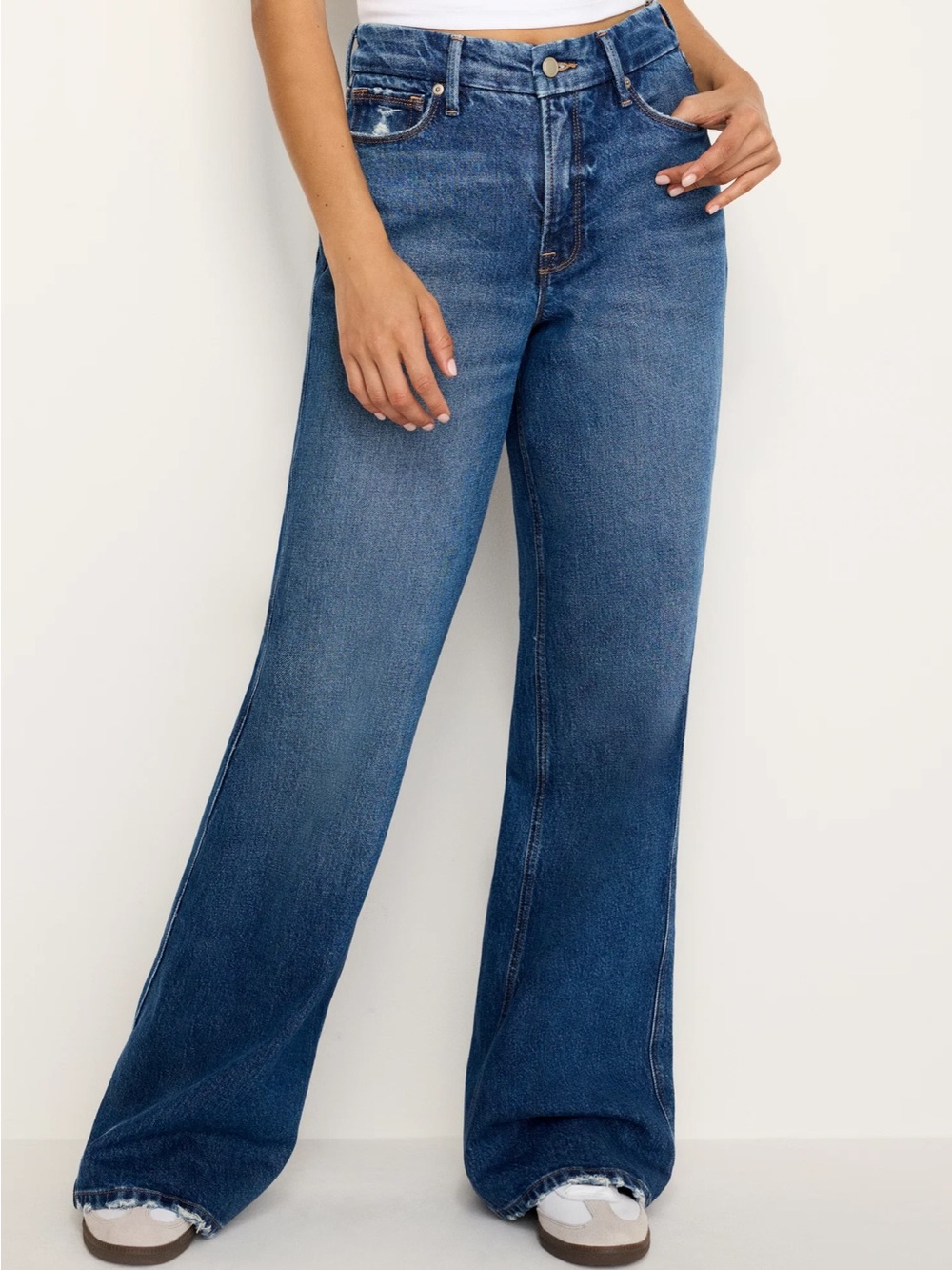 Good American Good Skate Wide Leg High-Rise Blue Women's Jeans Stretch Size 6/28 - Picture 16 of 16